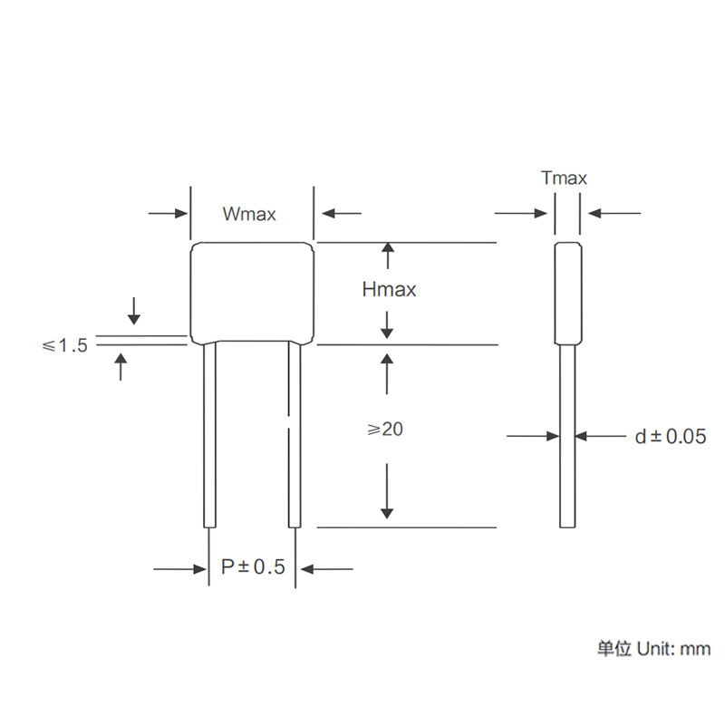 Condensator cu film de poliester metalizat seria CL21X (subminiatural)
