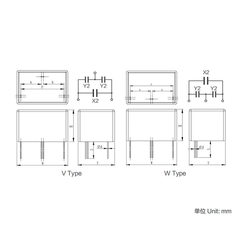 Modul condensator seria MKP X2Y pentru suprimarea interferențelor electromagnetice (clasa X2+Y)